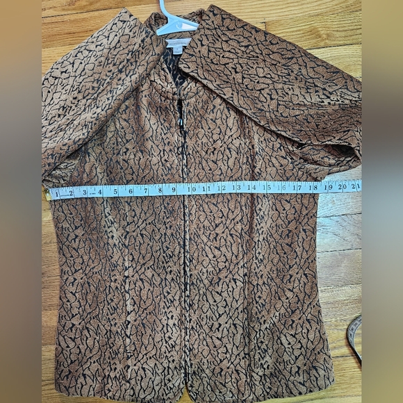 Dressbarn S Brown Black Zip Up Jacquard Jacket Blazer - Picture 8 of 11